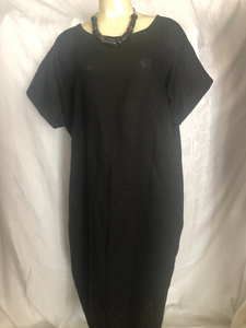 BLACK LINEN LOOSE FITTING DRESS