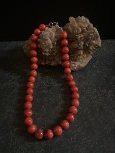 Coral Necklace with Sterling Silver Clasp