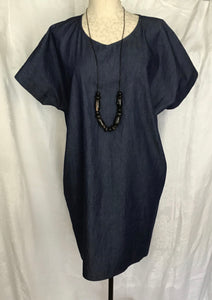 COTTON V NECK DRESS SHORT SLEEVE