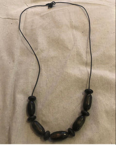 Leather Cord Necklace With Horn Beads