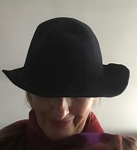 Sculpted Black Wool Felt Hat